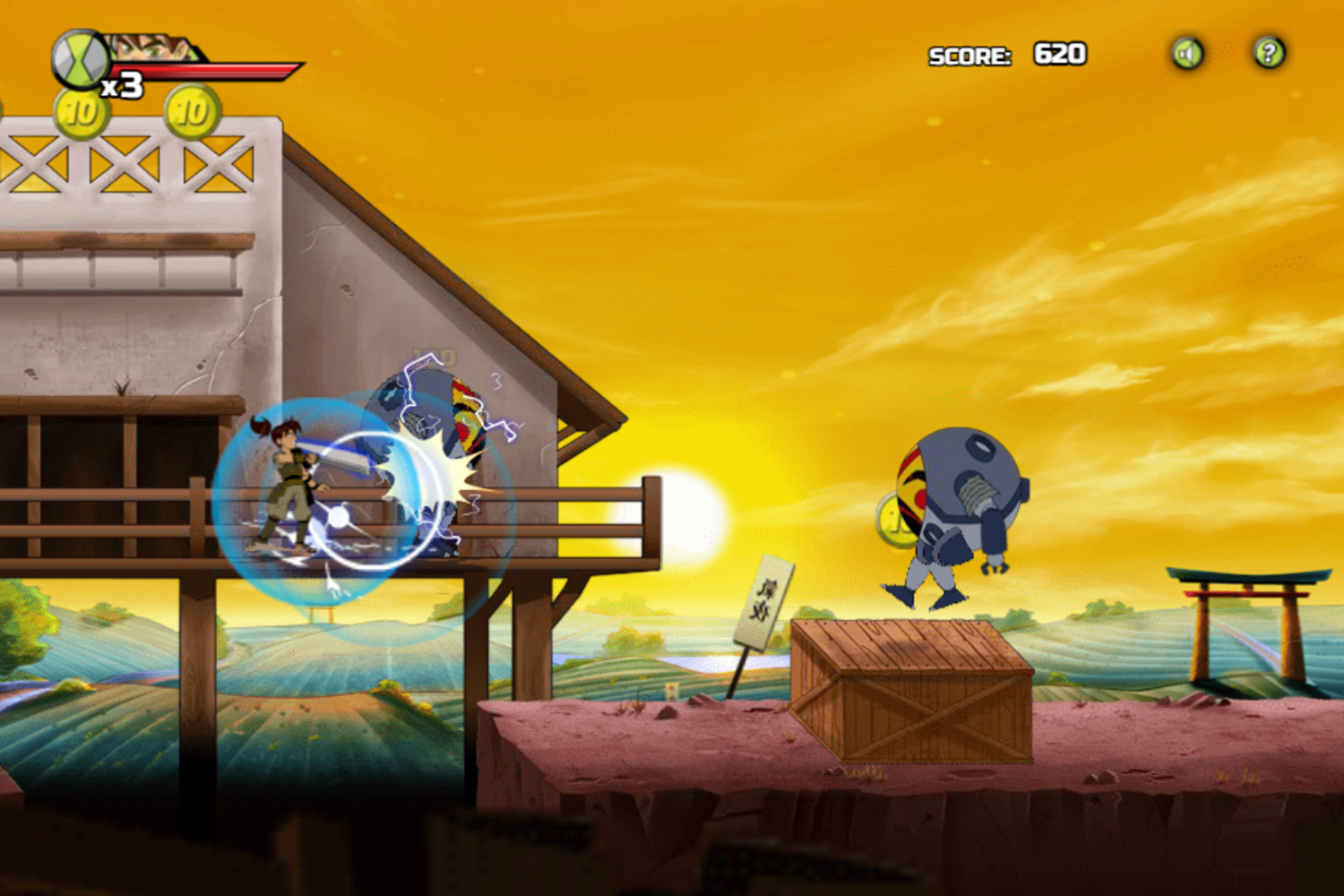 Ben 10 Samurai Warrior Game Sword Attack Screenshot.