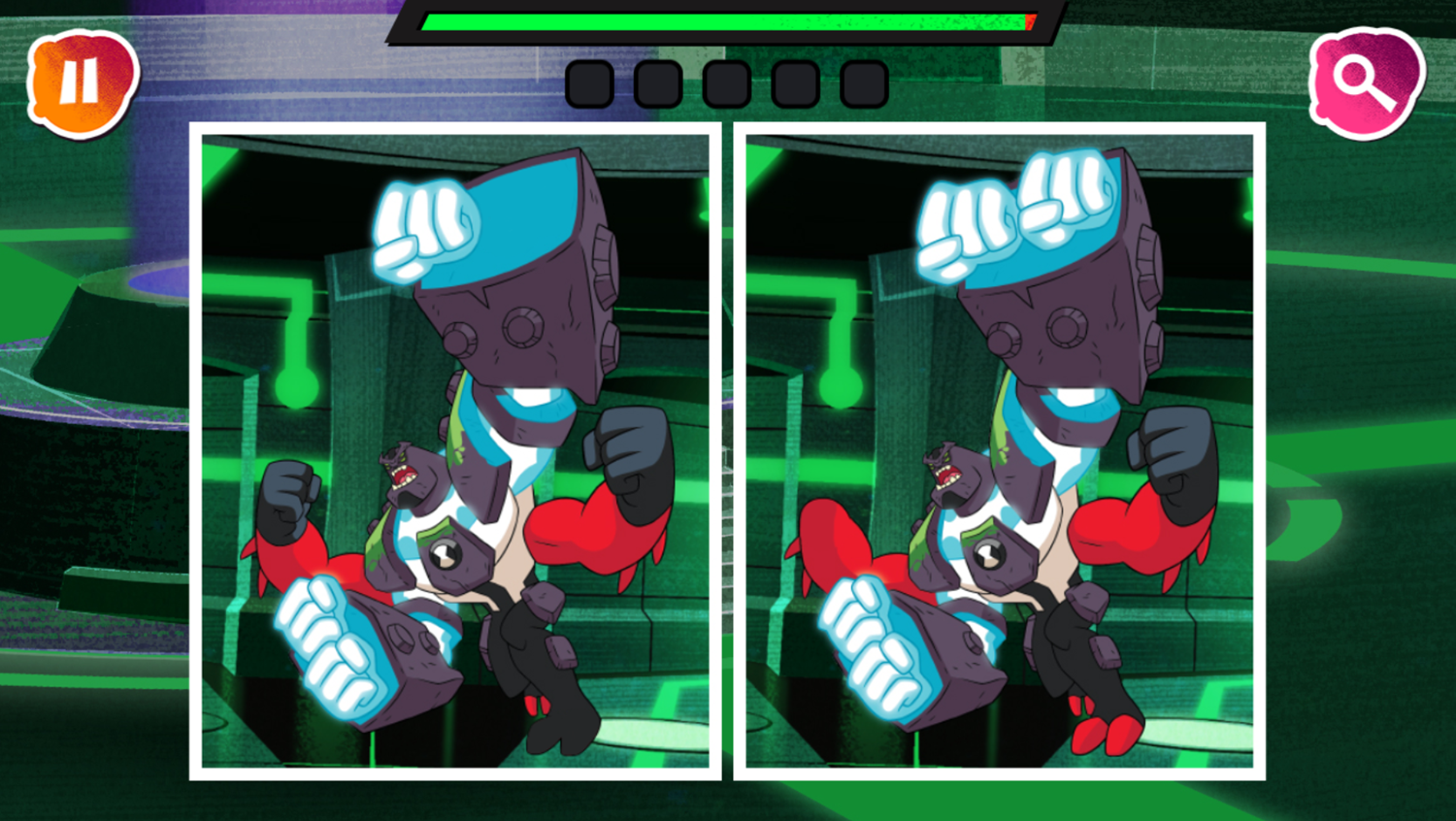 Ben 10 Spot the Difference Game Level Start Screenshot.