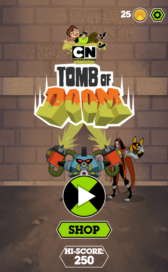 Ben 10 Tomb of Doom Game Welcome Screen Screenshot.