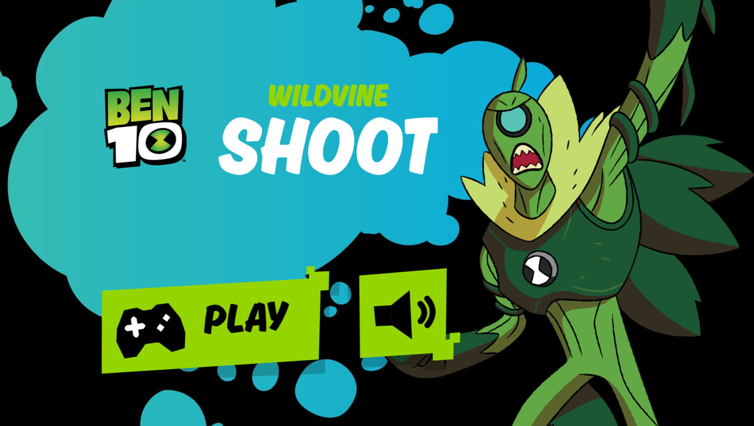 Ben 10 Wildvine Shoot Game Welcome Screen Screenshot.