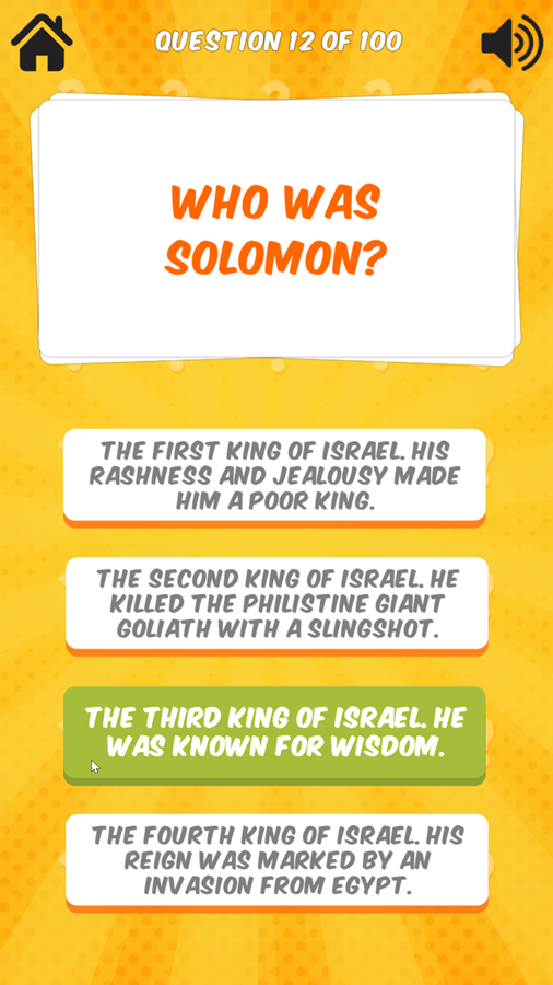 Bible Quiz Correct Answer Screenshot.