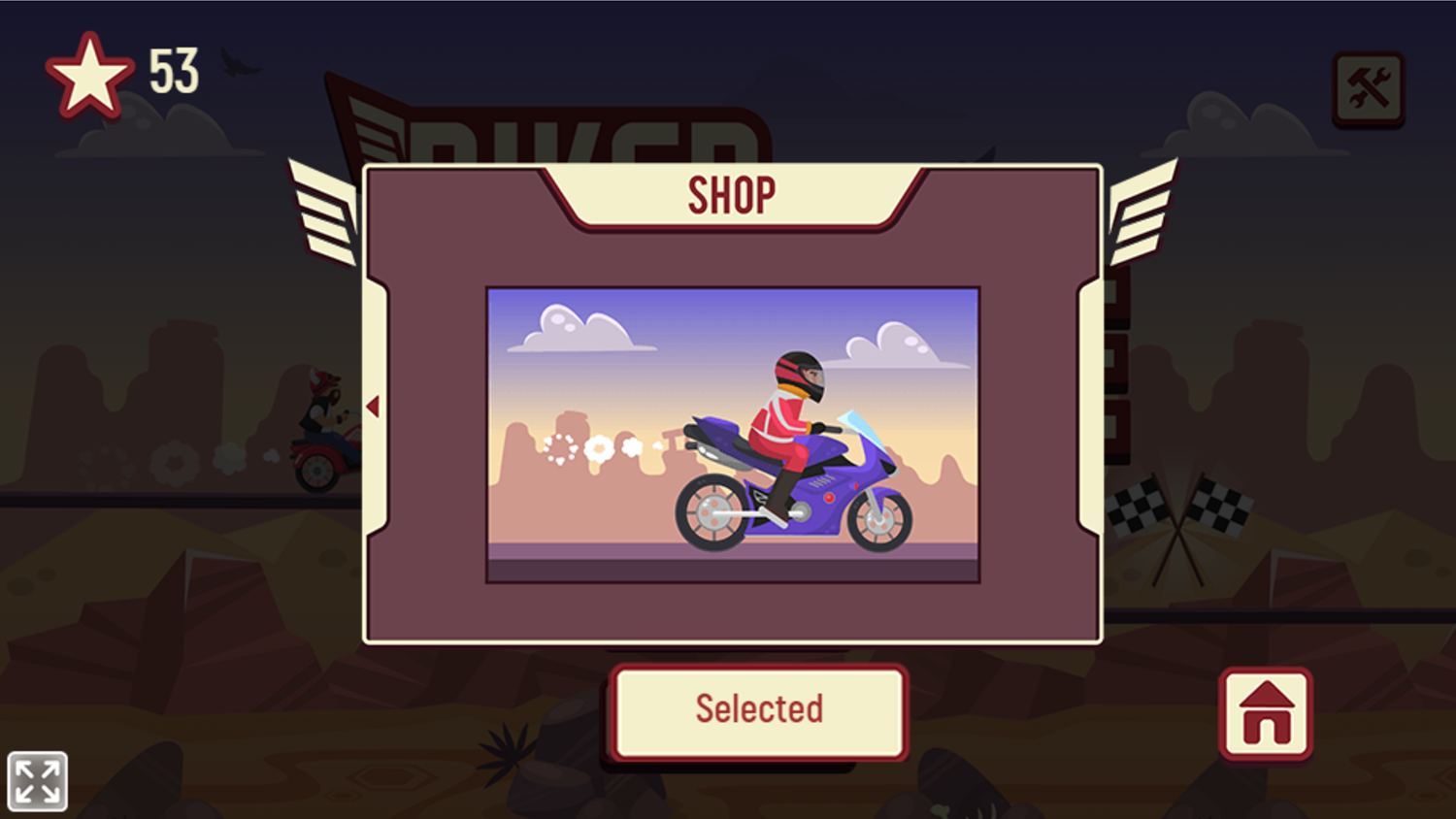 Biker Lane Game Shop Screen Screenshot.