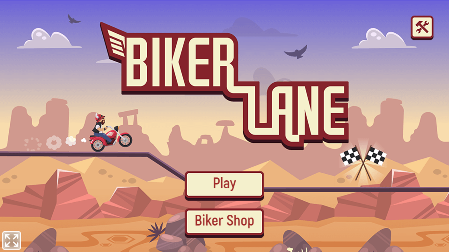 Biker Lane Game Welcome Screen Screenshot.