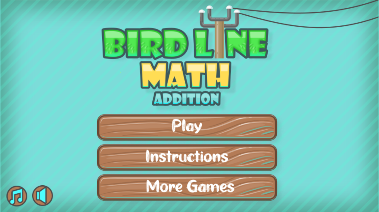 Bird Line Math Addition Game Welcome Screen Screenshot.
