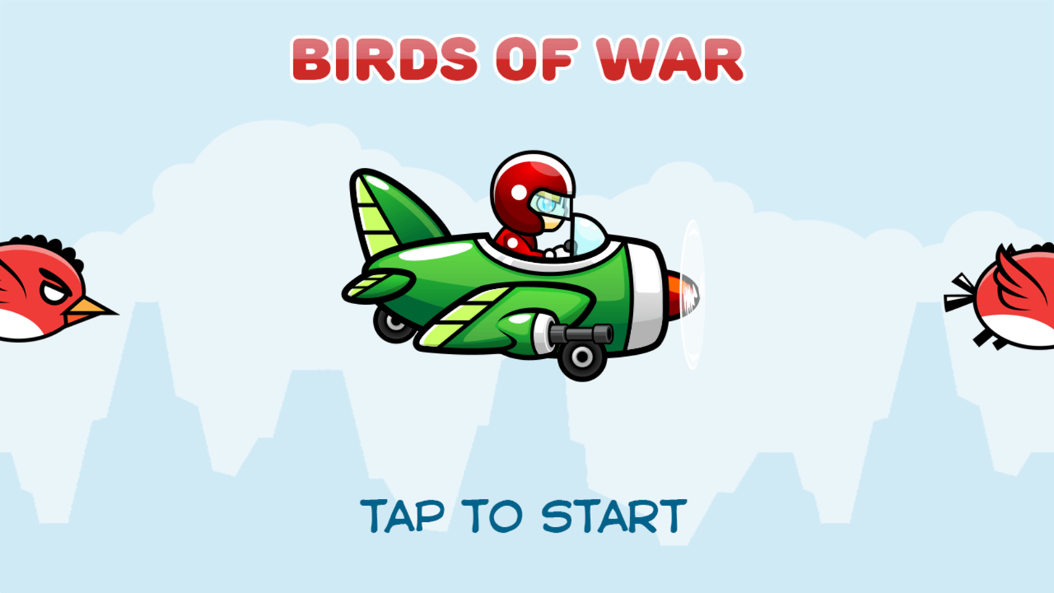 Birds of War Game Welcome Screen Screenshot.