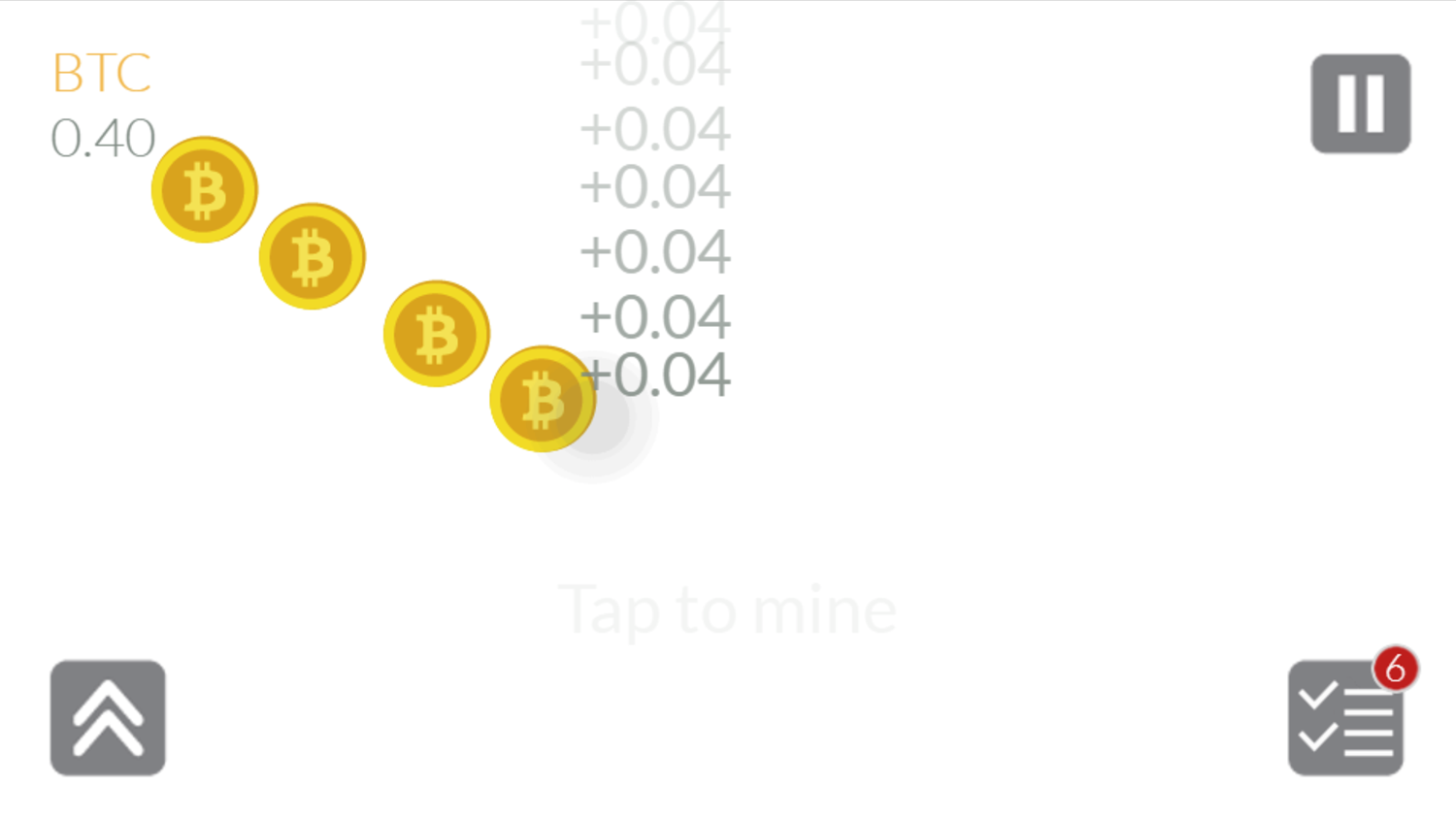 Bitcoin Tap Tap Mine Game Screenshot.