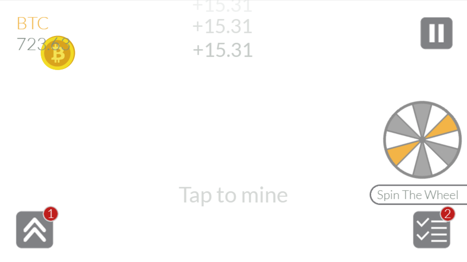 Bitcoin Tap Tap Mine Game Spin the Wheel Screenshot.