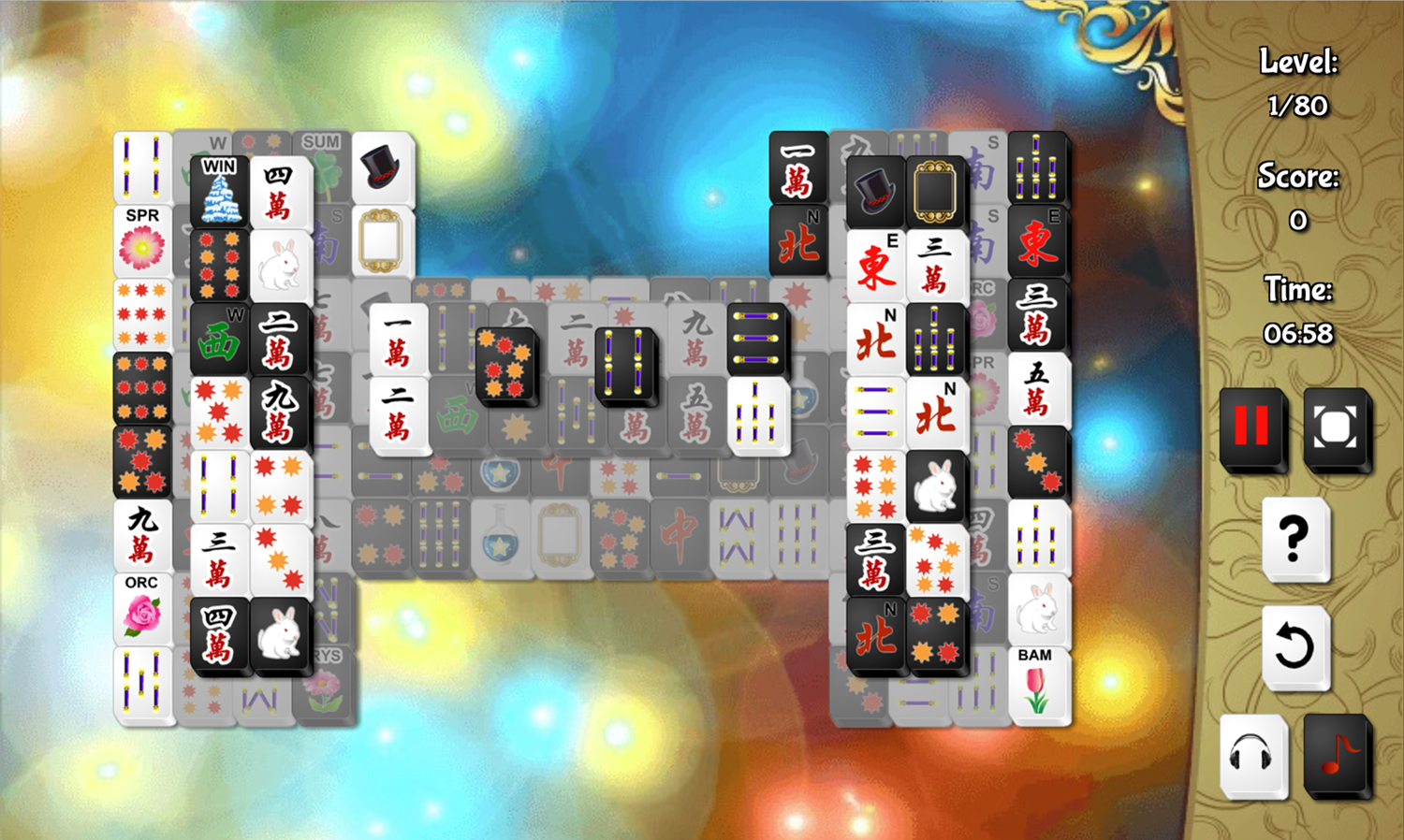 Black and White Mahjong 2 Game Screenshot.