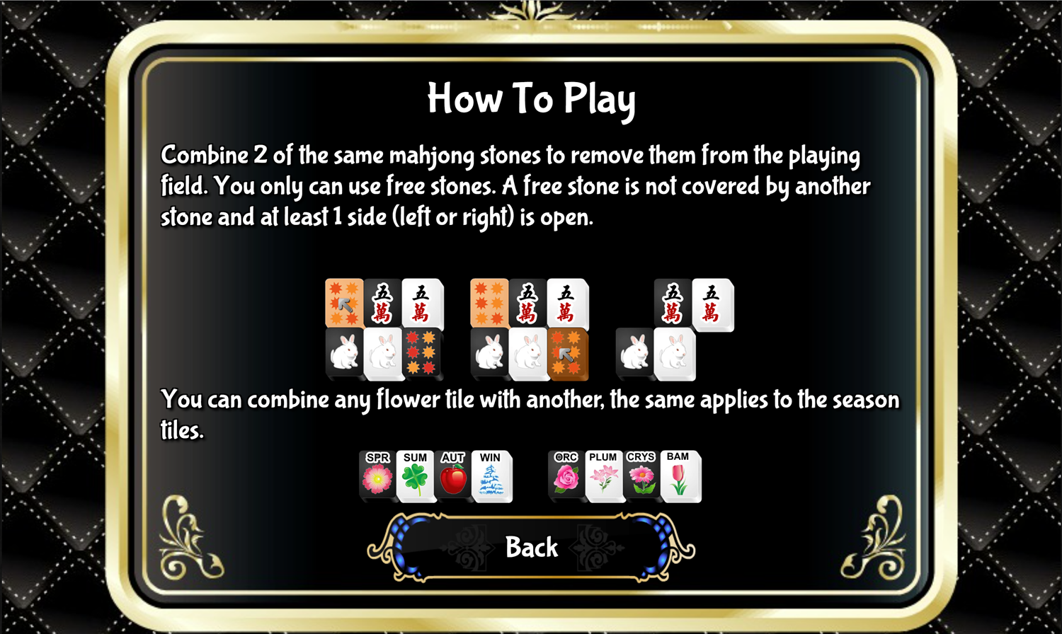 Black and White Mahjong 2 Game How to Play Screen Screenshot.