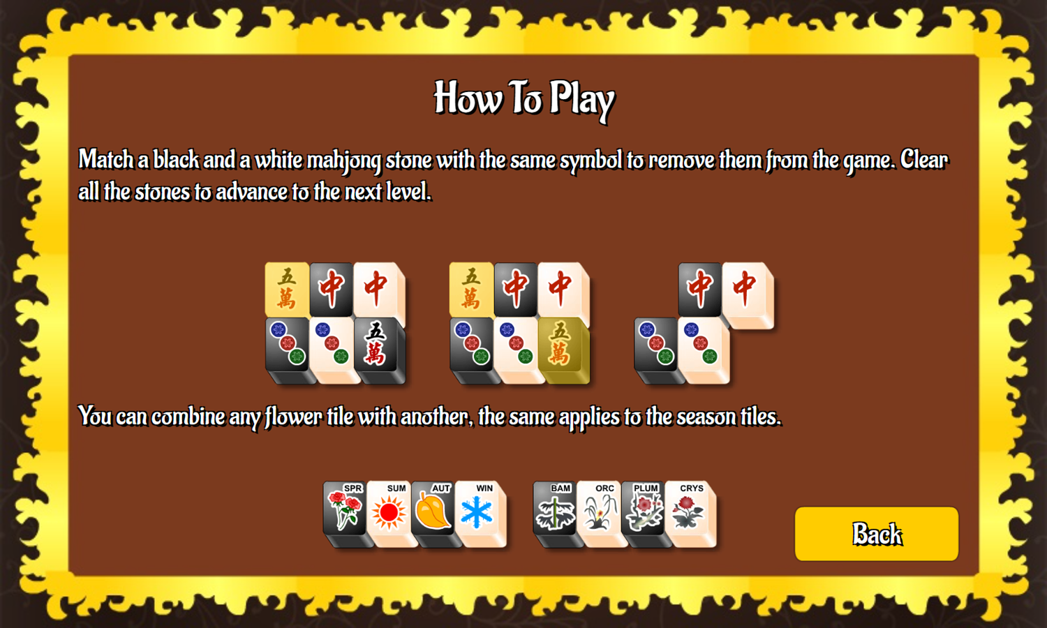 Black and White Mahjong Game How To Play Screenshot.
