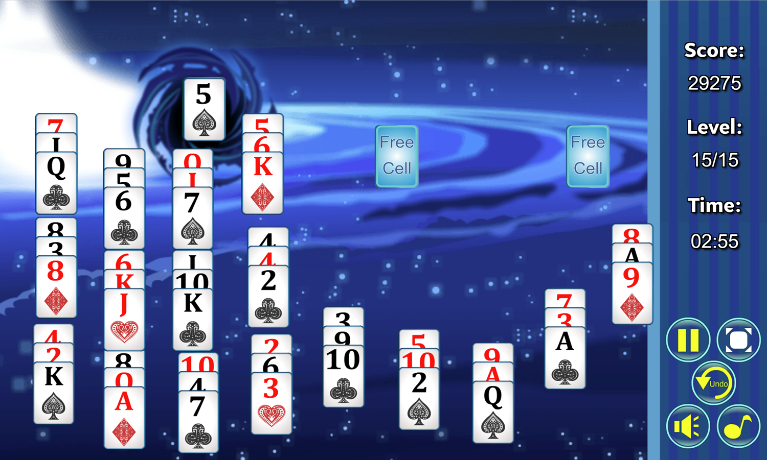 Black Hole Solitaire Game Final Level Screenshot.