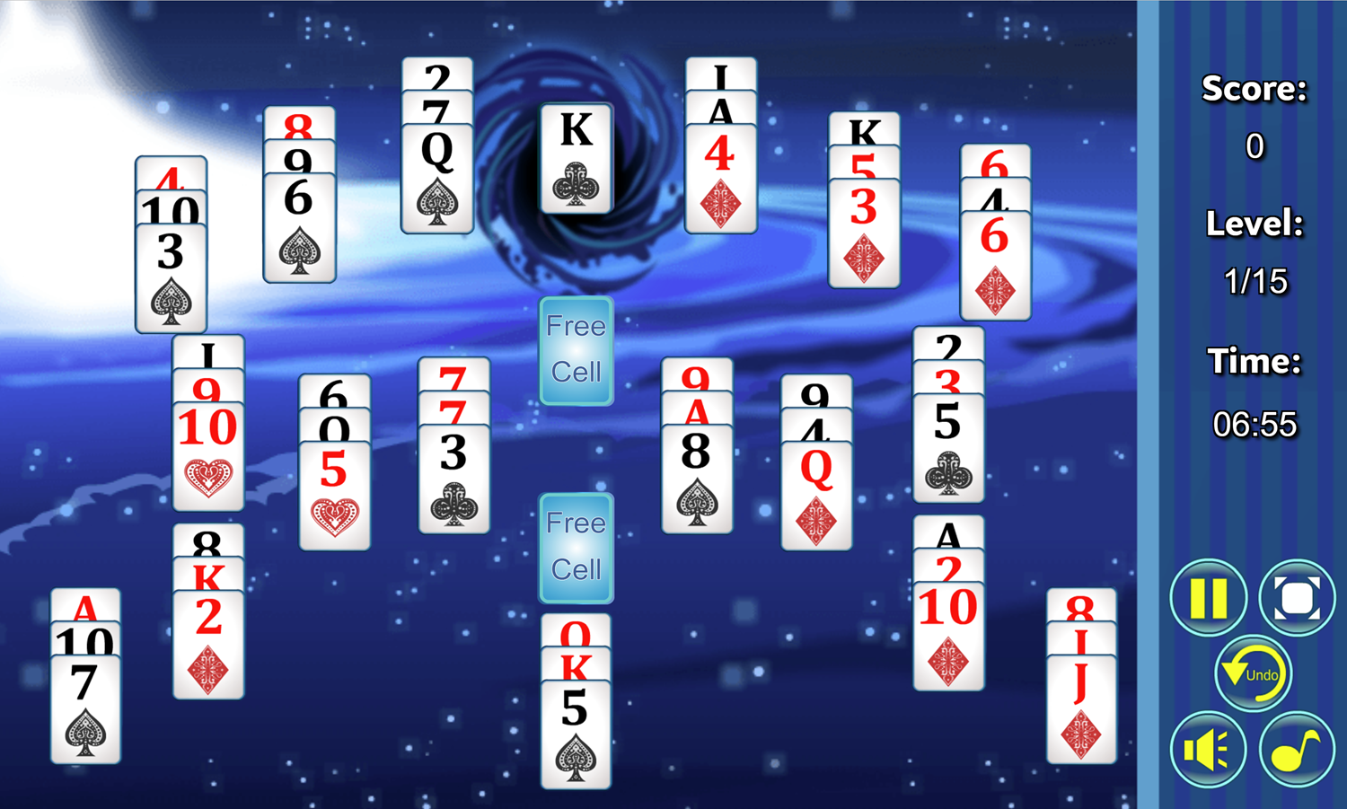 Black Hole Solitaire Game Screenshot.