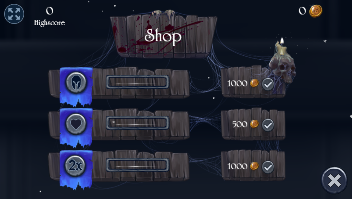 Black Thrones Game Shop Screenshot.