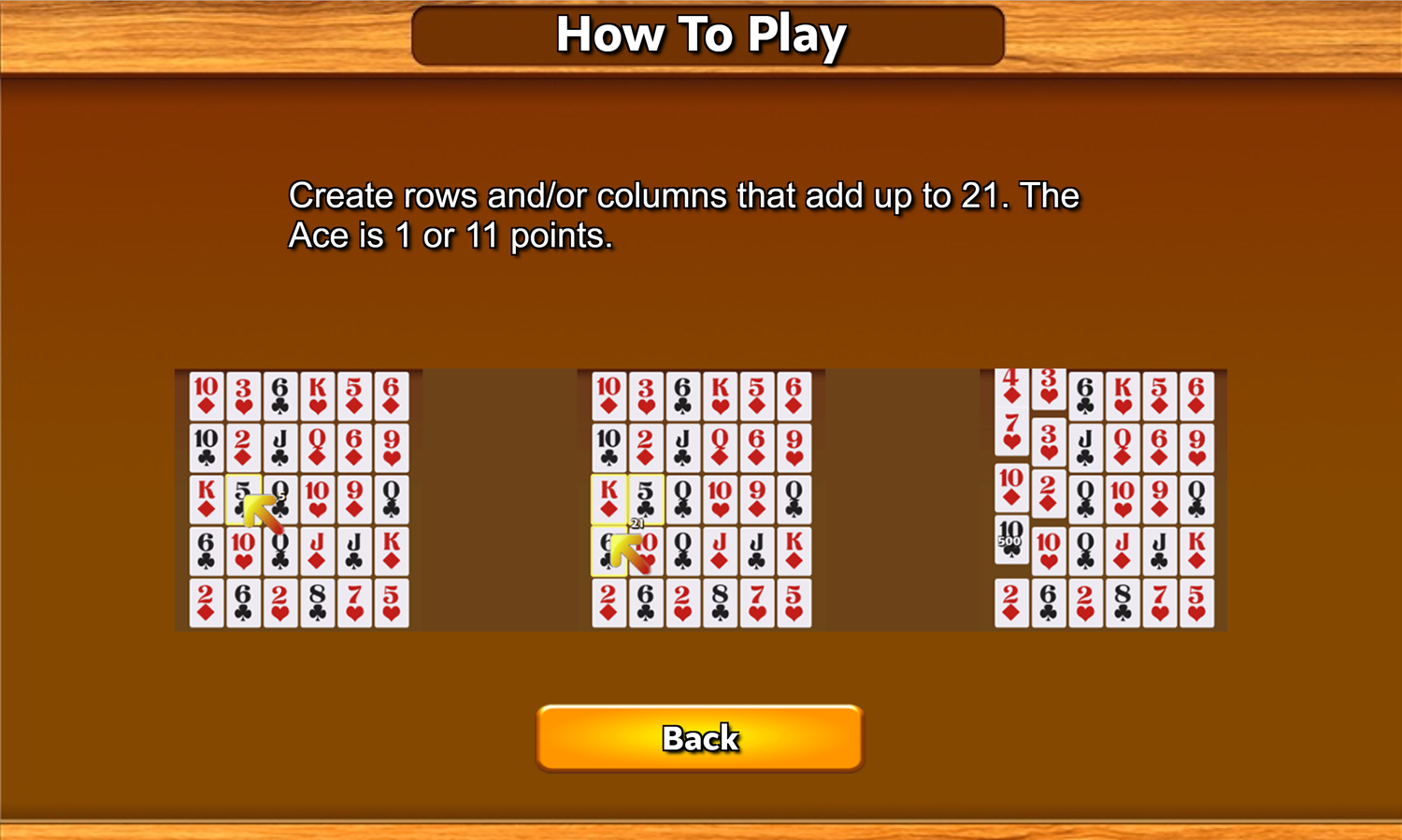 Blackjack Chain Game Help Screen Screenshot.