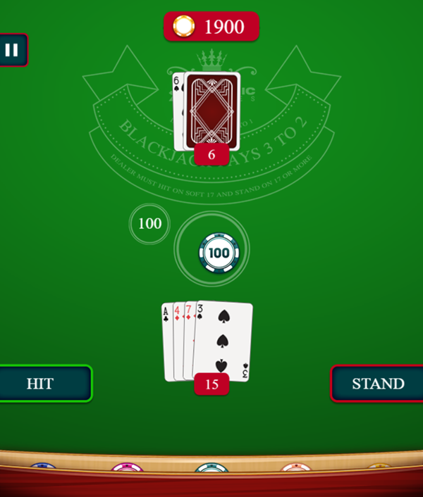 Blackjack Master Game Hit Or Stand Screenshot.