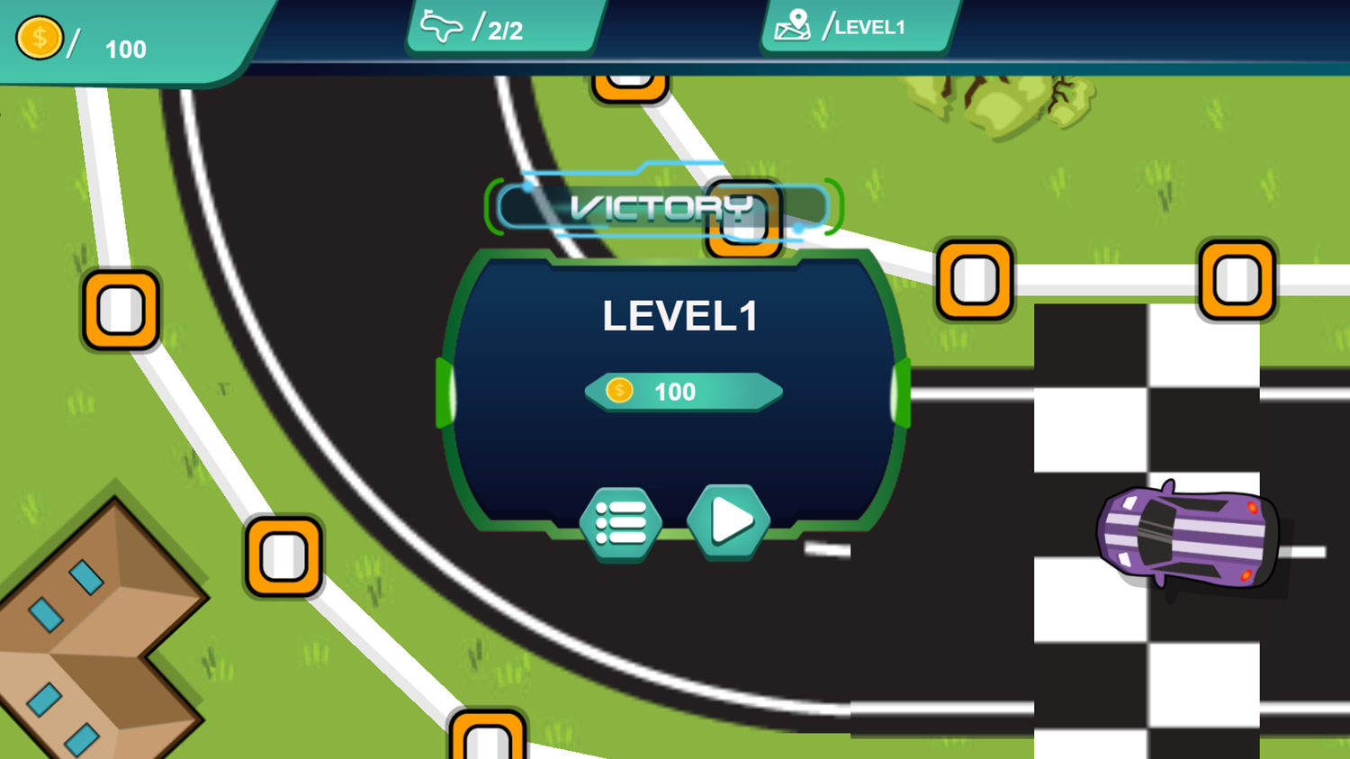 Blade City Racing Game Level Complete Screenshot.