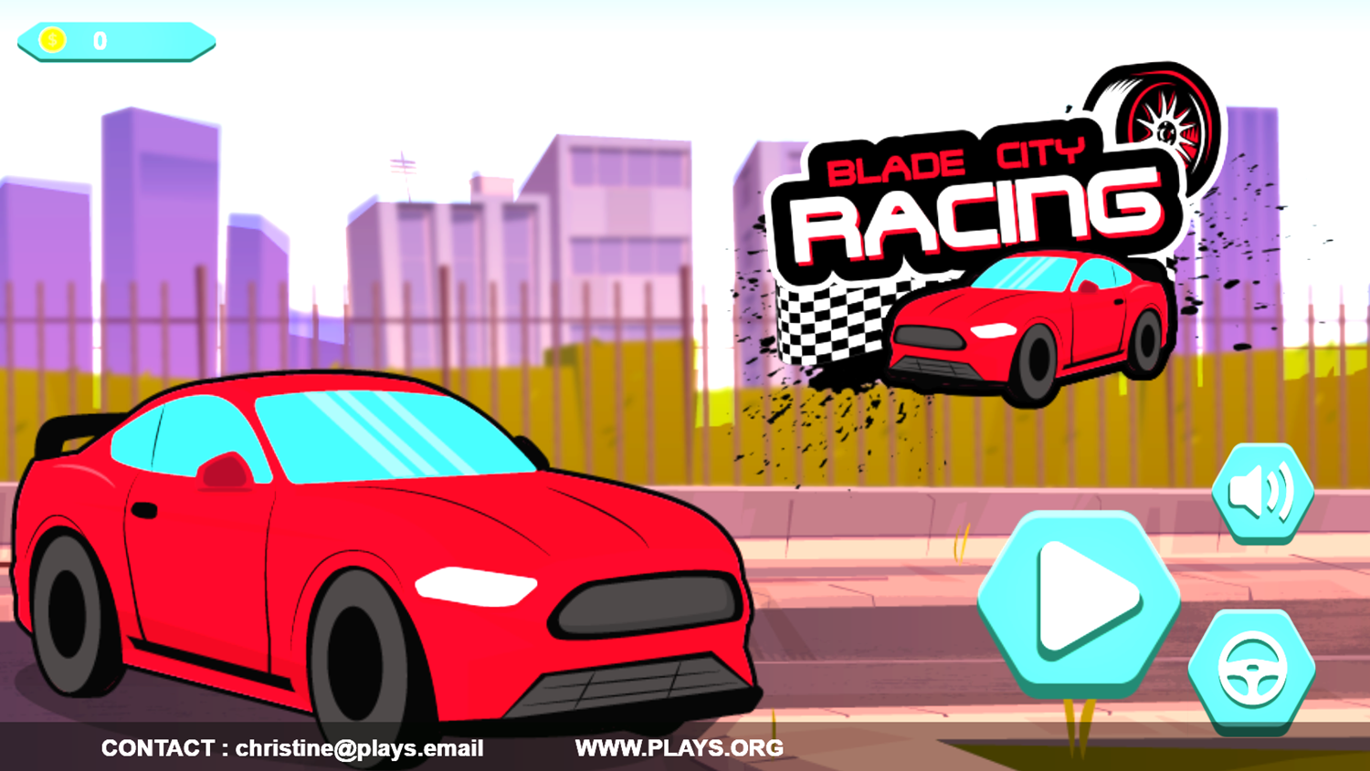 Blade City Racing Game Welcome Screen Screenshot.