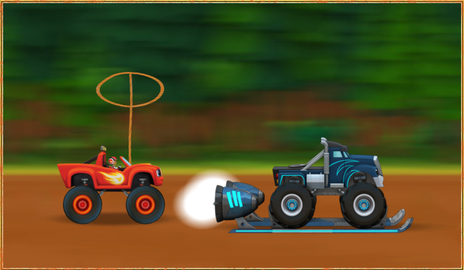 Blaze and the Monster Machines Mud Mountain Rescue Truck Wrangling Game Screenshot.