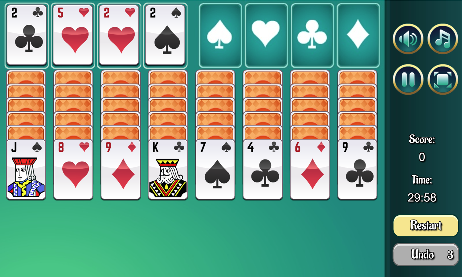 Blind Freecell Game Screenshot.