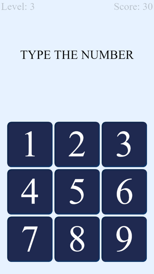 Blink Memory Game Type Number Screenshot.