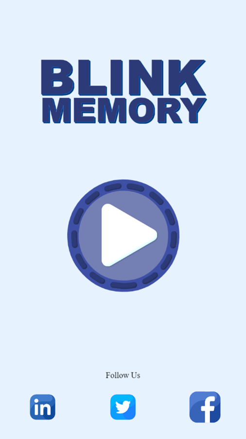 Blink Memory Game Welcome Screen Screenshot.