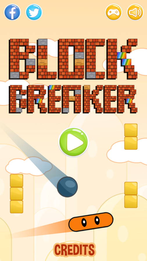 Block Breaker Game Welcome Screen Screenshot.