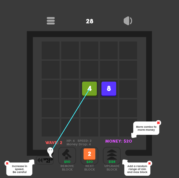 Block Defender Game Instructions Screenshot.