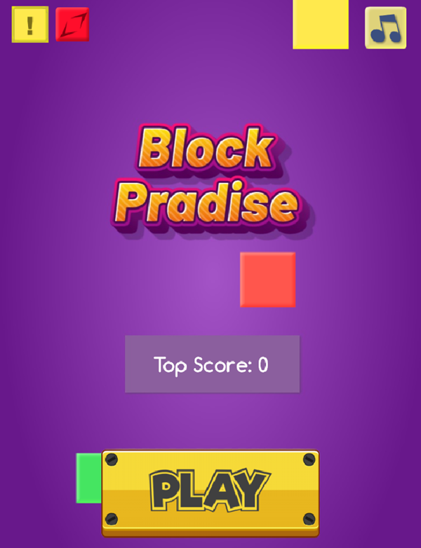 Block Paradize Game Welcome Screen Screenshot.