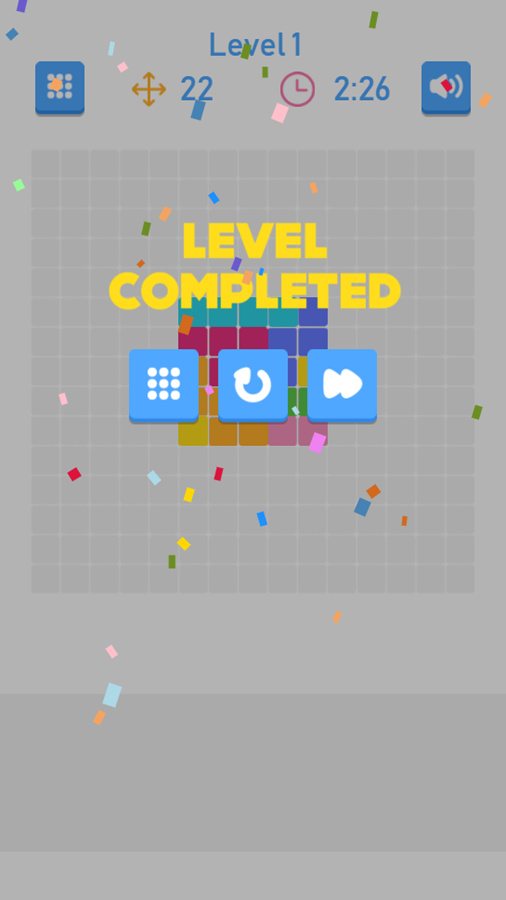 Block Puzzle Game Level Completed Screenshot.