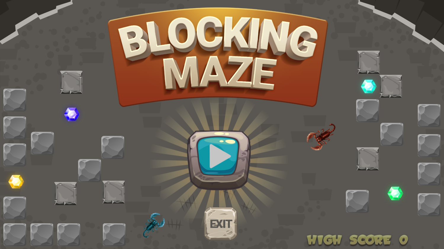 Blocking Maze Game Welcome Screen Screenshot.