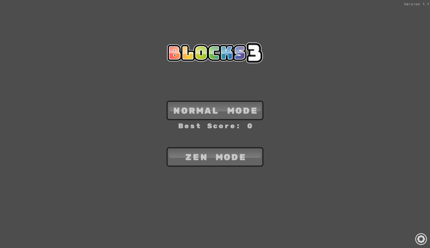 Blocks3 Game Welcome Screen Screenshot.