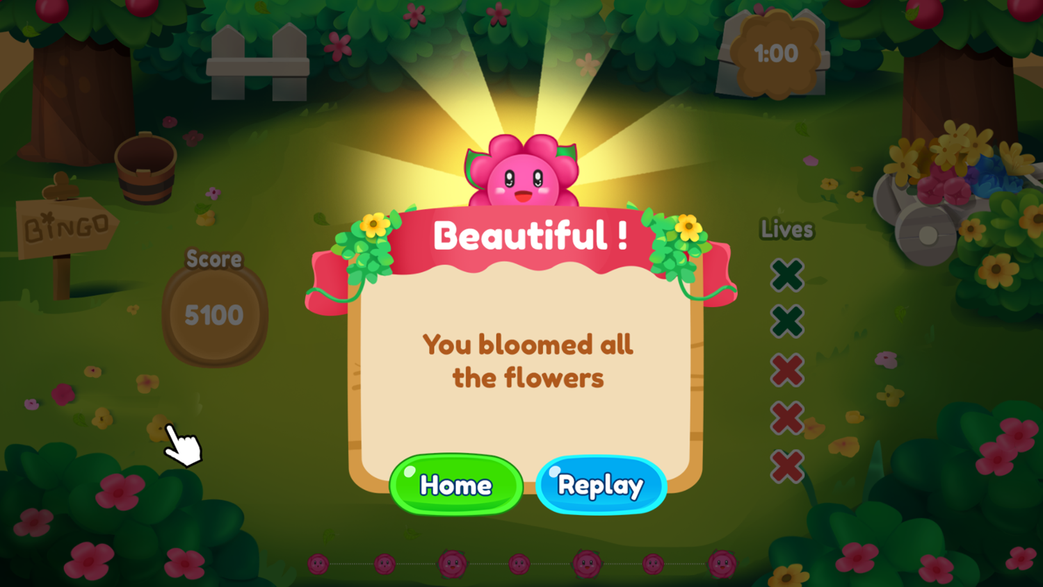 Bloom Me Game Multicolor Game Beat Screen Screenshot.