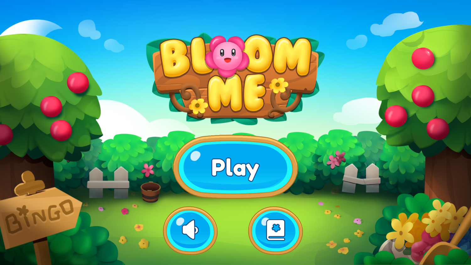 Bloom Me Game Welcome Screen Screenshot.