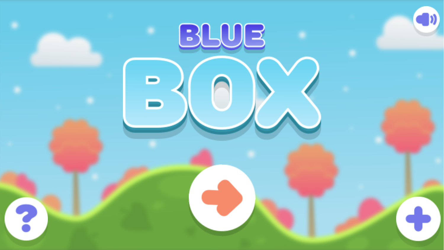Blue Box Game Welcome Screen Screenshot.