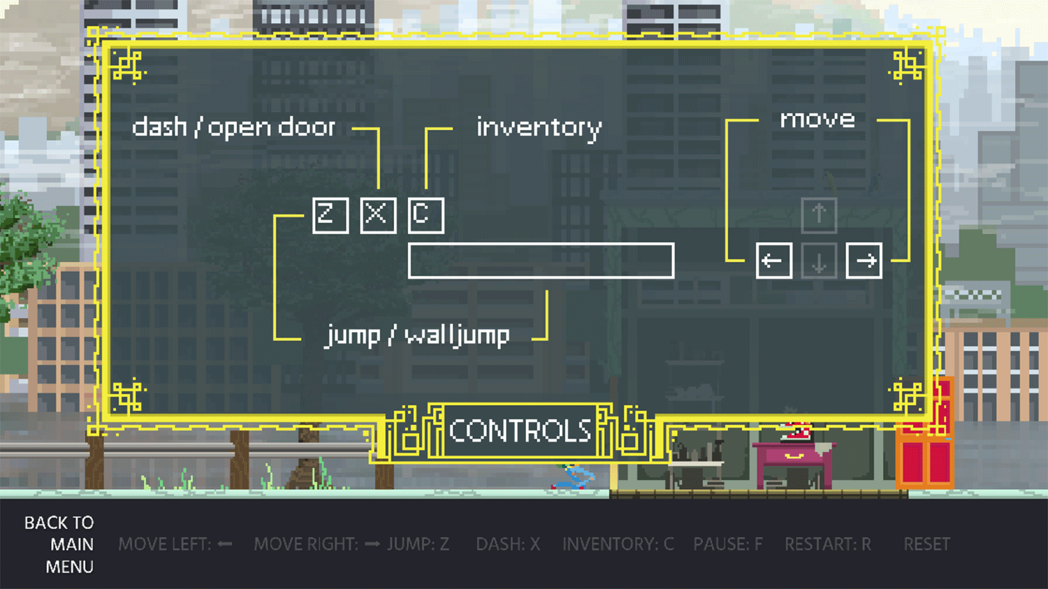 Blue Sea City Game Controls Screenshot.
