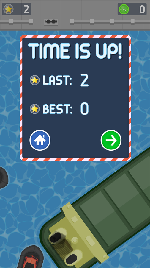 Boat Rush Race Game Over Screen Screenshot.