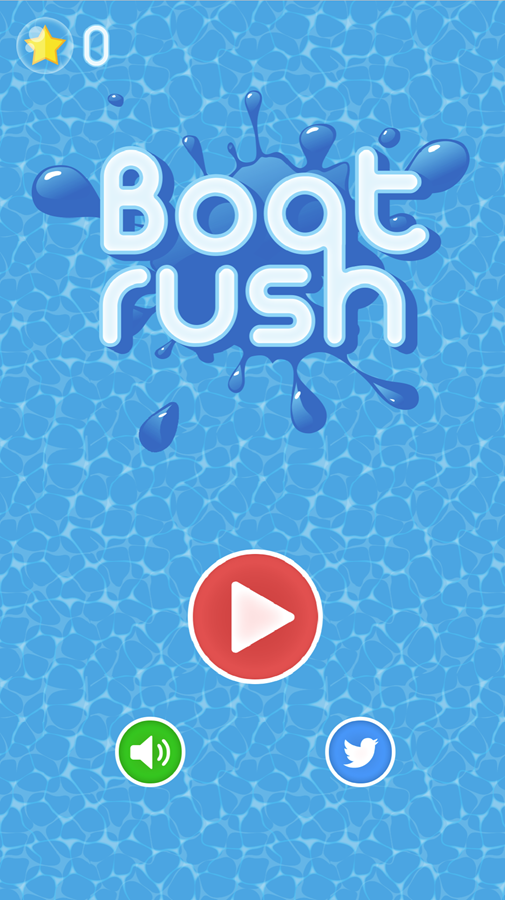 Boat Rush Race Game Welcome Screen Screenshot.