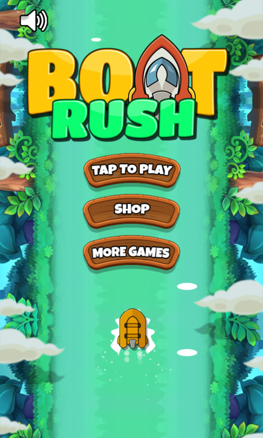 Boat Rush Game Welcome Screen Screenshot.