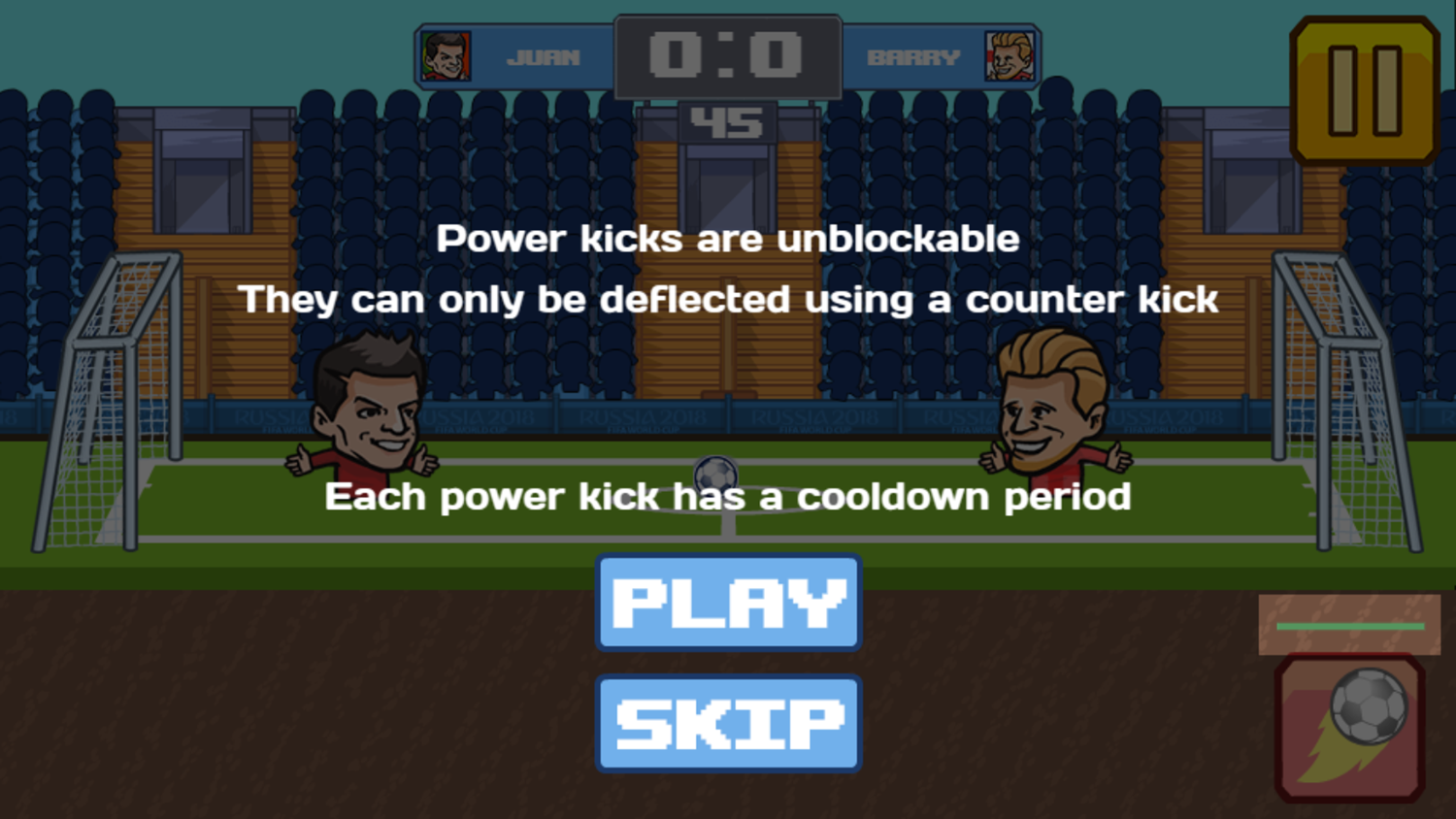 Bobblehead Soccer Royale Game Play Tips Screenshot.