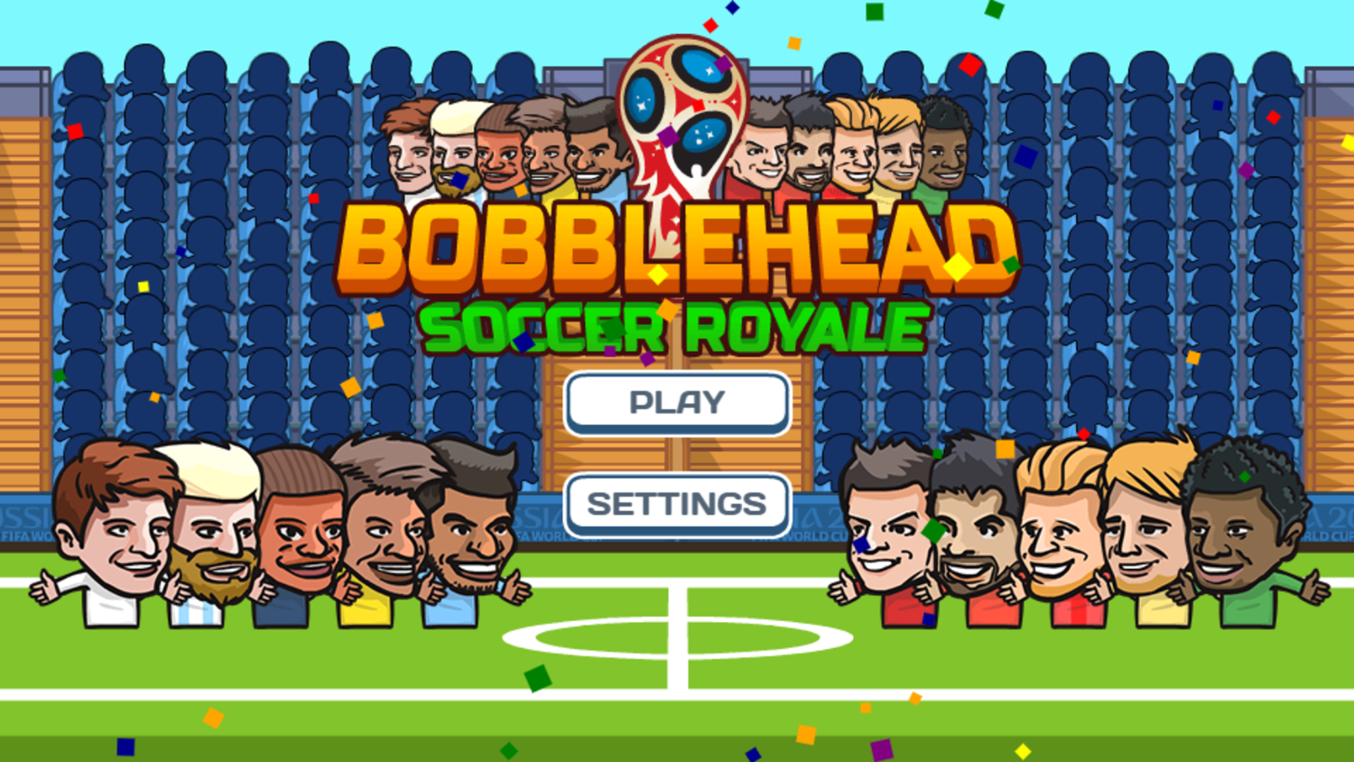 Bobblehead Soccer Royale Game Welcome Screen Screenshot.