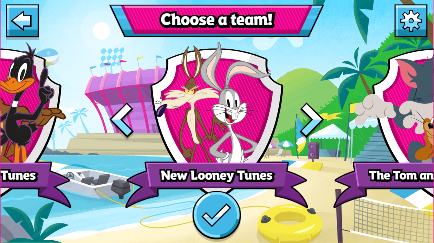 Boomerang All Stars Basket Zorb Game Choose Team Screenshot.