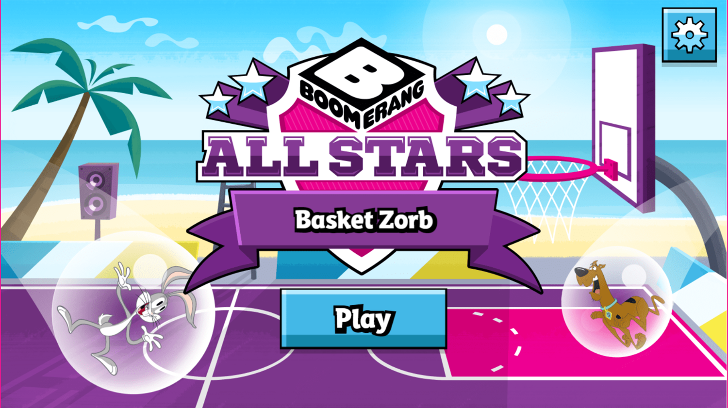 Boomerang All Stars Basket Zorb Game Welcome Screen Screenshot.