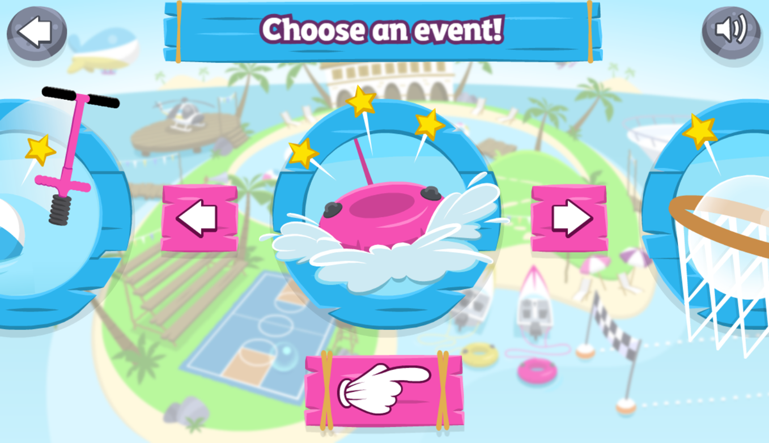 Boomerang Sports Game Choose Event Screenshot.