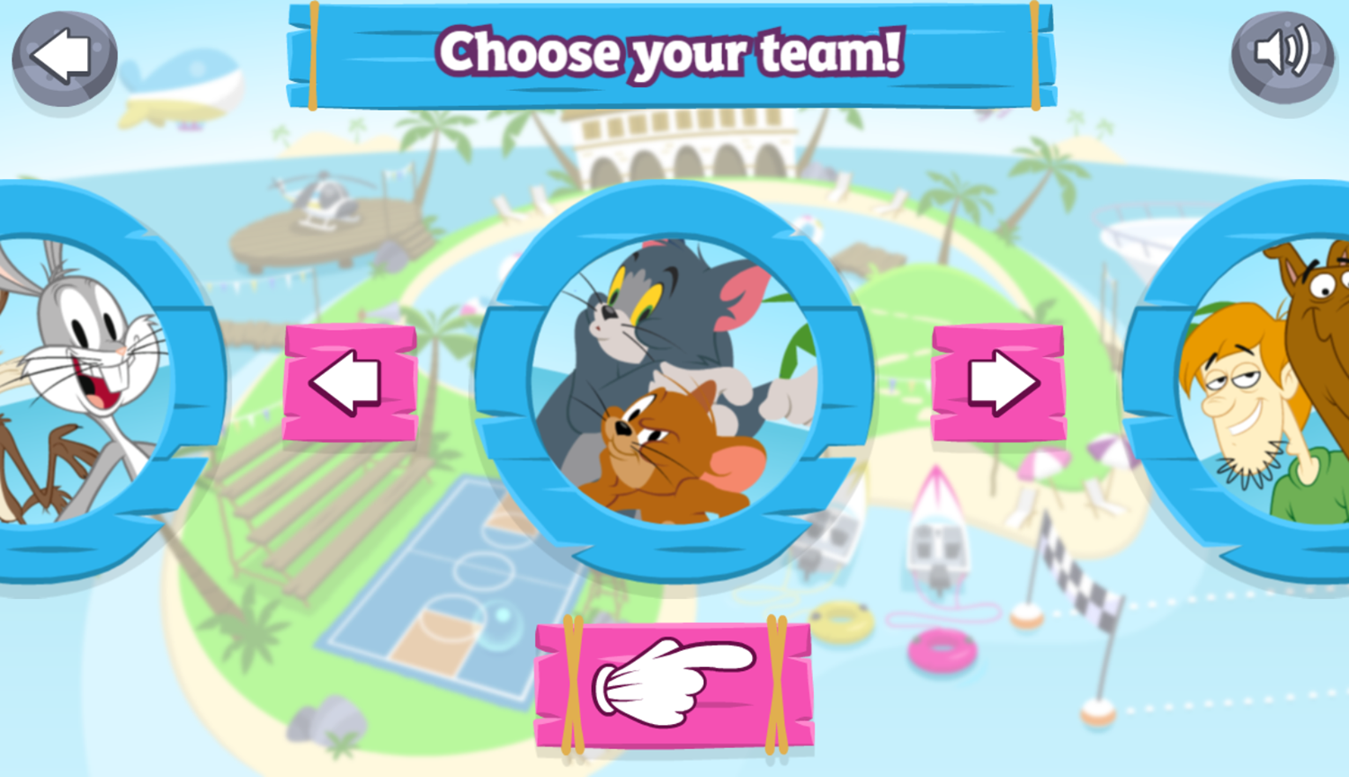 Boomerang Sports Game Choose Team Screenshot.