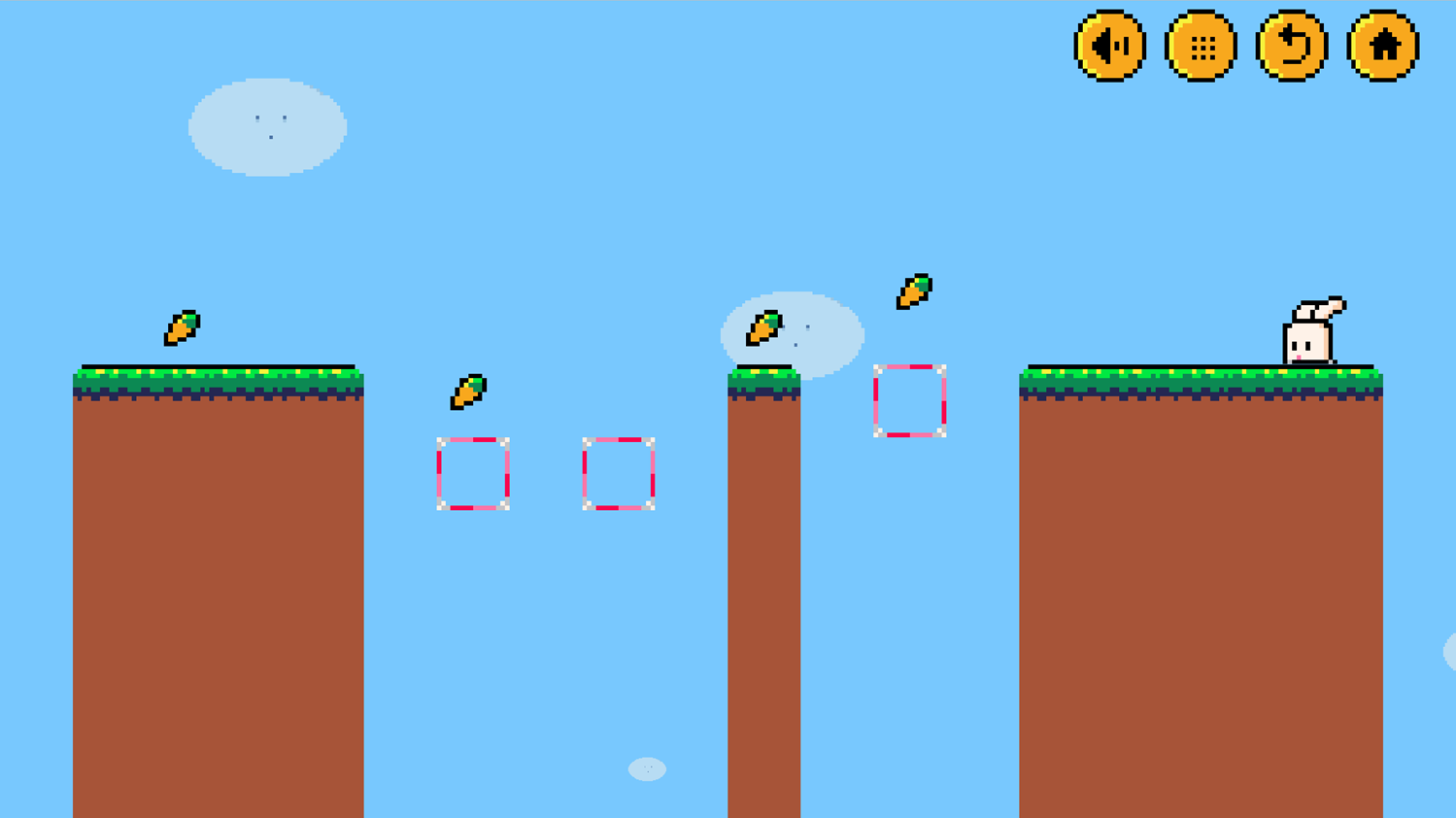 Bouncing Bunny Game Red Temporary Platforms Screenshot.