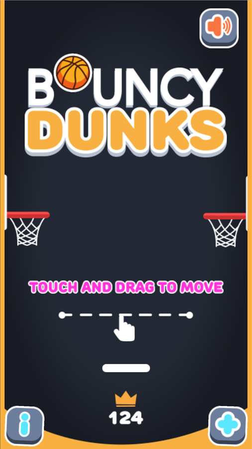 Bouncy Dunks Game Welcome Screen Screenshot.