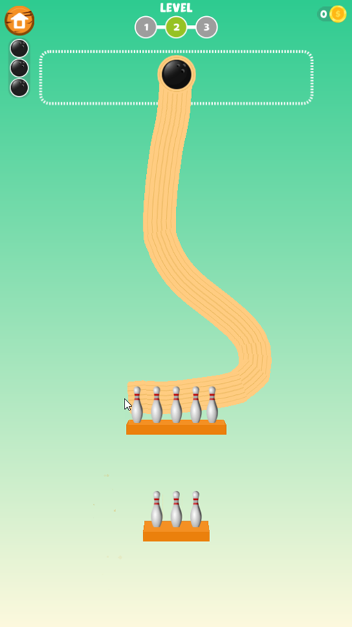 Bowling Lane Game Level Play Screenshot.