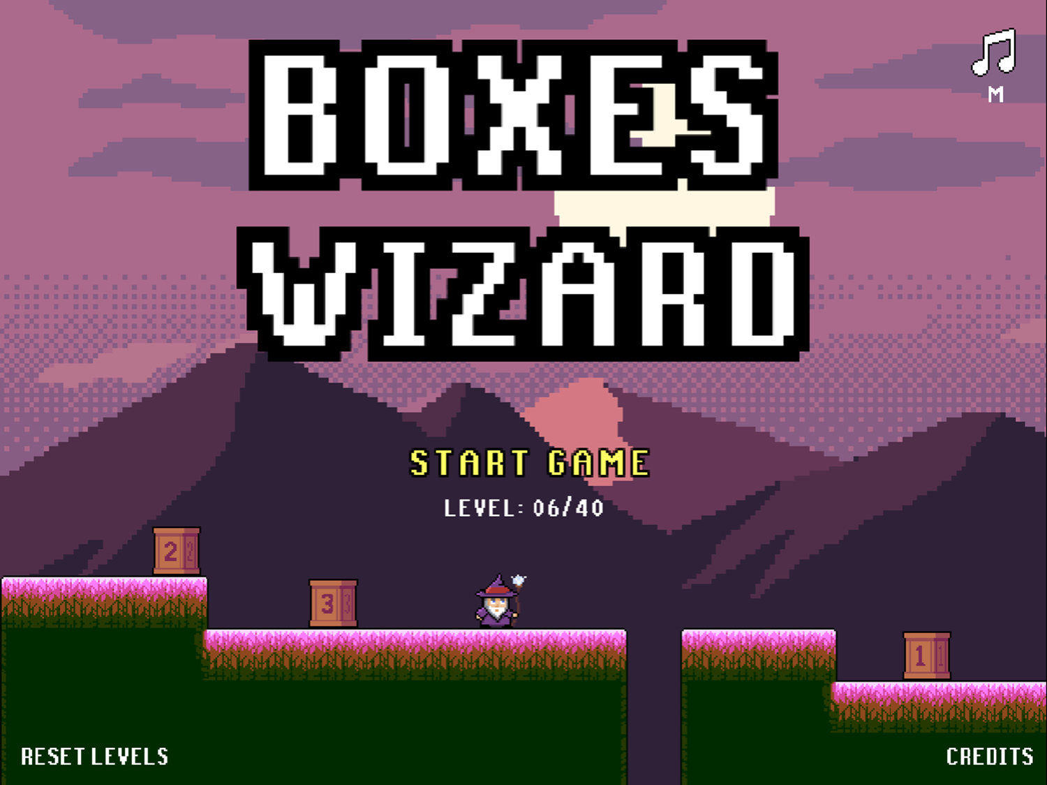 Boxes Wizard Game Welcome Screen Screenshot.