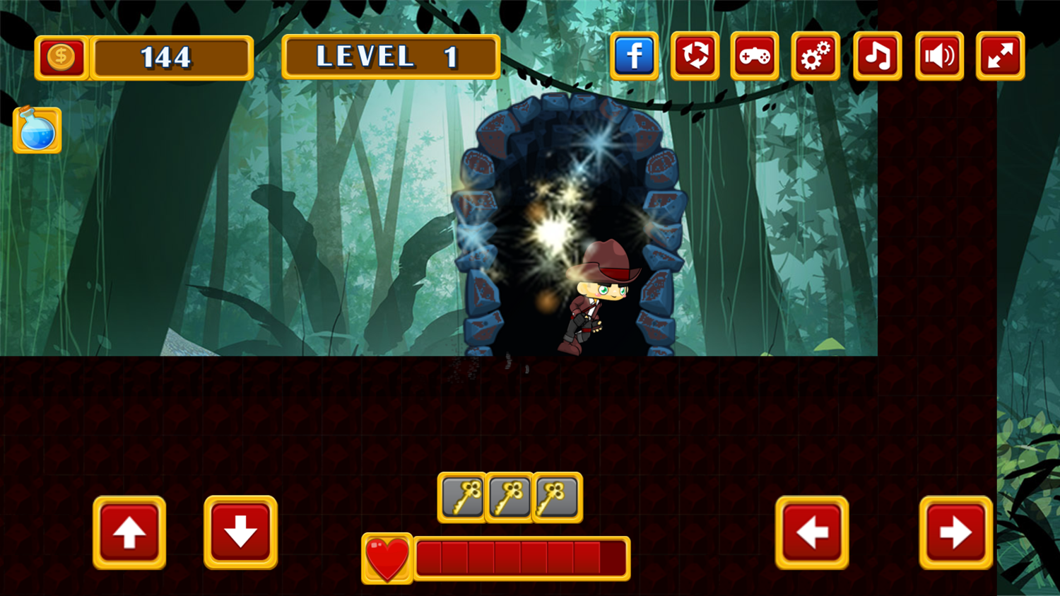 Boy Adventurer Game Reach Door Screenshot.