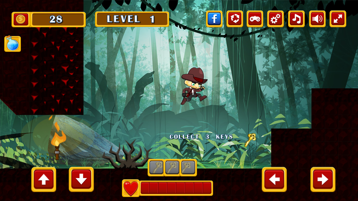 Boy Adventurer Game Collect Keys Screenshot.